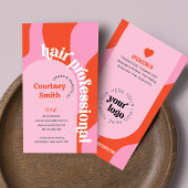 Carte De Visite Coiffeur de salon de coiffure Super rose et rouge