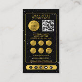 Carte De Visite Coiffeur de Tarot céleste Merci d'or noir (Dos)