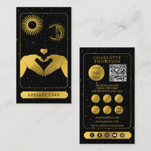 Carte De Visite Coiffeur de Tarot céleste Merci d'or noir