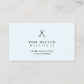 Carte De Visite Coiffeur de texture papier bleu clair minimal (Devant)