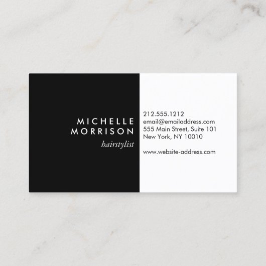 Carte De Visite Coiffeur de verre Script Texte Or/Noir (Dos)