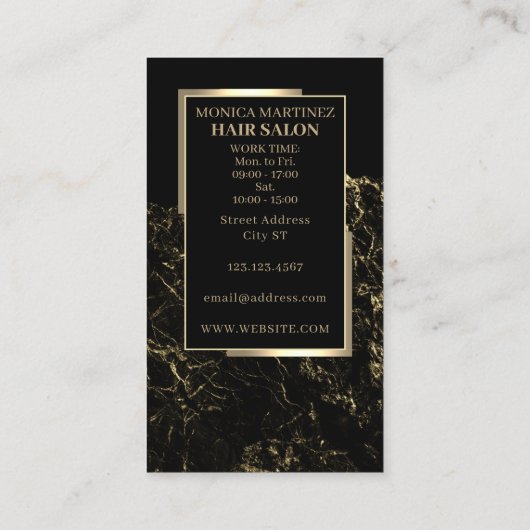 Carte De Visite Coiffeur design noir or (Dos)