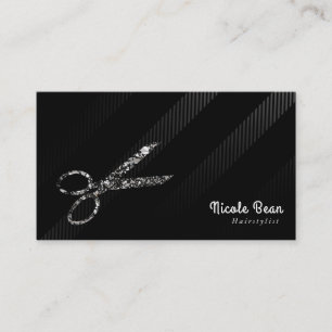 Carte De Visite Coiffeur Dresseur cheveux argent et noir glam chic