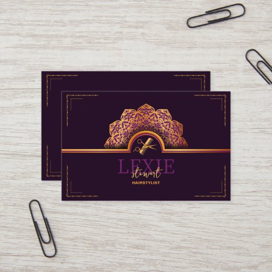 Carte De Visite Coiffeur Élégant et Raffiné - Programme de Parrain (Devant/Arrière en situation)
