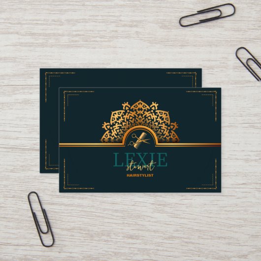 Carte De Visite Coiffeur Élégant et Raffiné - Recommandation (Devant/Arrière en situation)
