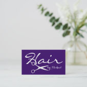 Carte De Visite Coiffeur Élégant Fond Violet Profond (Debout devant)