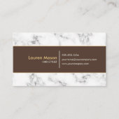 Carte De Visite Coiffeur Élégant Marbre Marron Or Code QR (Devant)