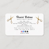 Carte De Visite Coiffeur Élégant Minimaliste (Dos)