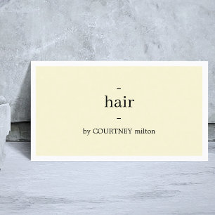 Carte De Visite Coiffeur Élégant Minimaliste Jaune Blanc