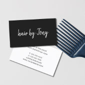 Carte De Visite Coiffeur Élégant Noir Blanc Simple
