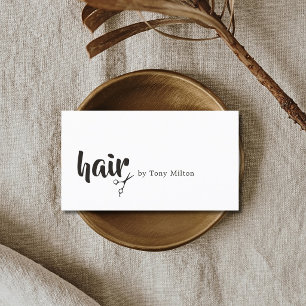 Carte De Visite Coiffeur Élégant Professionnel Cheveux Noirs Blanc