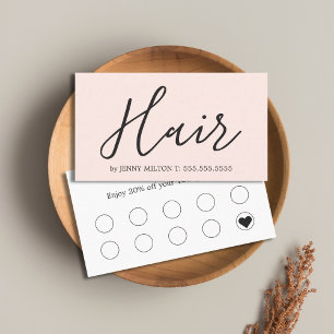 Carte De Visite Coiffeur Élégant Propre Rose Blanc Gras