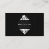 Carte De Visite Coiffeur en diamant en cristal noir blanc Beauté (Devant)