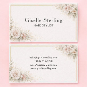 Carte De Visite Coiffeur Floral Neutre Professionnel