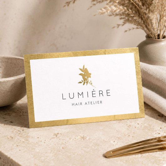 Carte De Visite Coiffeur Floral Or Luxe