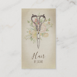 Carte De Visite coiffeur floral vintage de styliste en coiffure de