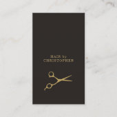 Carte De Visite Coiffeur foncé minimal moderne d'or de Faux (Devant)