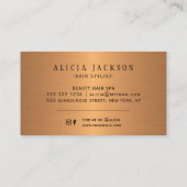 Carte De Visite Coiffeur glamour en cuivre points noirs et or (Dos)