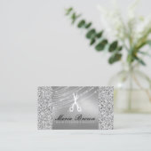 Carte De Visite Coiffeur Glitter Silver Luxury (Debout devant)