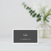 Carte De Visite Coiffeur Gris Foncé Minimal Blanc (Debout devant)