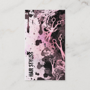 Carte De Visite coiffeur grunge de rose d'éclaboussure de peintur