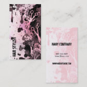 Carte De Visite coiffeur grunge de rose d'éclaboussure de peinture (Devant / Derrière)