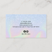 Carte De Visite Coiffeur holographique bleu foncé moderne (Dos)