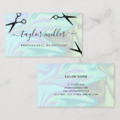 Carte De Visite Coiffeur holographique élégant et moderne (Devant / Derrière)