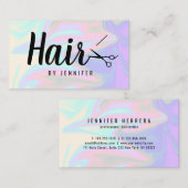 Carte De Visite Coiffeur holographique élégant et moderne (Devant / Derrière)