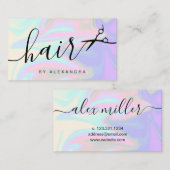 Carte De Visite Coiffeur holographique élégant et moderne (Devant / Derrière)