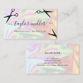 Carte De Visite Coiffeur holographique élégant et moderne (Devant / Derrière)