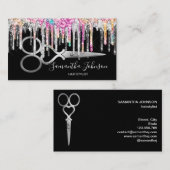 Carte De Visite Coiffeur holographique moderne Silver (Devant / Derrière)