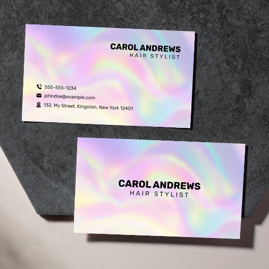 Carte De Visite Coiffeur Holographique Pastel Propre