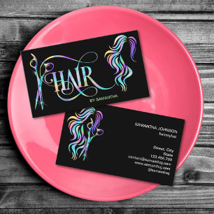 Carte De Visite Coiffeur holographique typographie extension de ch