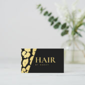 Carte De Visite Coiffeur Imprimé Léopard Glam Gold (Debout devant)