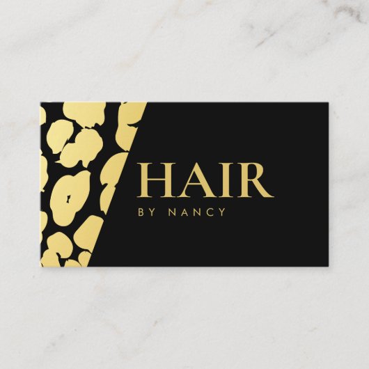 Carte De Visite Coiffeur Imprimé Léopard Glam Gold (Devant)