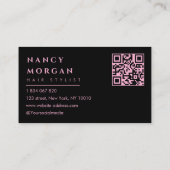 Carte De Visite Coiffeur Imprimé Léopard Rose Code Qr (Dos)