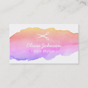 Carte De Visite Coiffeur indépendant de rose à la mode d'aquarelle