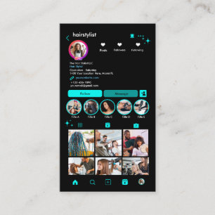 Carte De Visite Coiffeur Instagram Turquoise Scan pour Connecter