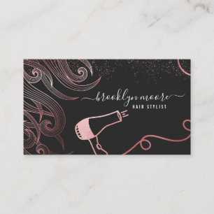 Carte De Visite Coiffeur Logo Cheveux Rose Gold   Élégant