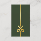 Carte De Visite Coiffeur Logo Ciseaux Or Vert Foncé (Devant)