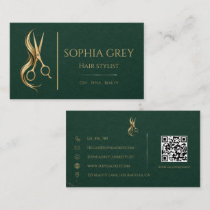 Carte De Visite Coiffeur Luxe Émeraude Et Or 