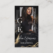 Carte De Visite Coiffeur Luxe & Extensions Agate Noir Or (Devant)
