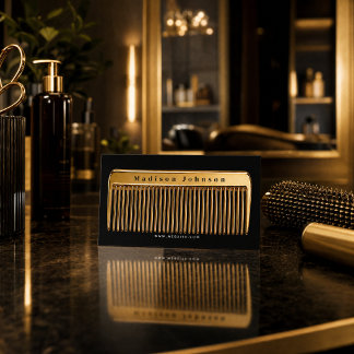 Carte De Visite Coiffeur Luxe | Peigne d'Or