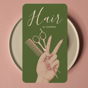 Carte De Visite Coiffeur Luxueux Coiffeur Élégant Vert Mousse
