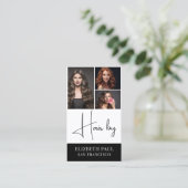 Carte De Visite Coiffeur Luxueux Noir et Blanc 3 photo (Debout devant)