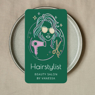 Carte De Visite Coiffeur Luxueux Salon de Beauté Chic Vert Chasseu