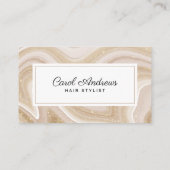 Carte De Visite Coiffeur Marbre Agate Beige & Or (Dos)