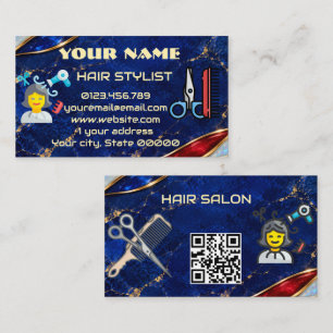 Carte De Visite Coiffeur Marbre Bleu Royal Luxe
