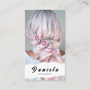 Carte De Visite Coiffeur Mignon Ciseaux Minimaliste Rose Pâle